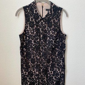 JCREW Sleeveless Collared Lace Dress | Black / Nude